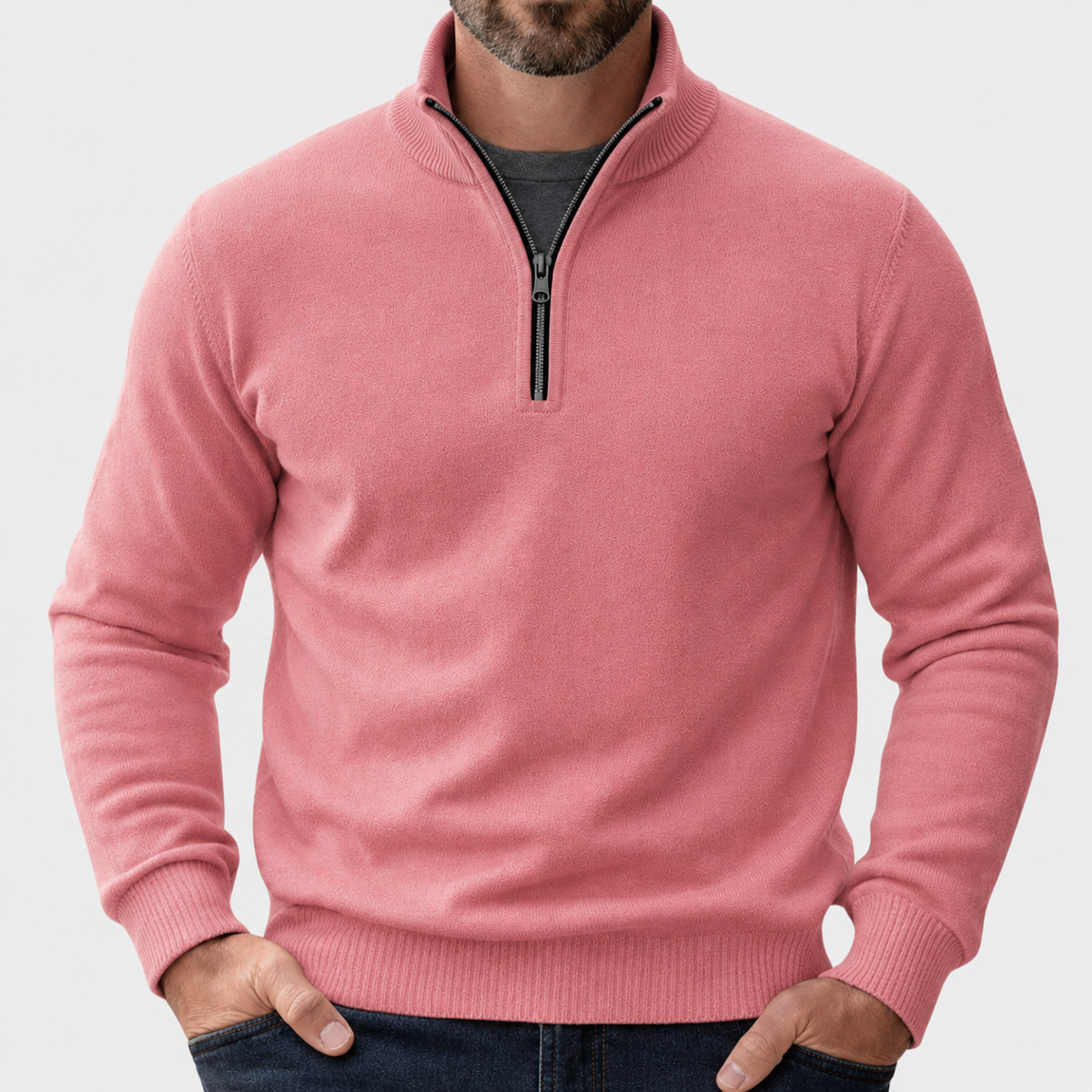 Men's Zip-Up Sweater Relaxed Fit Long Sleeve Casual Layering