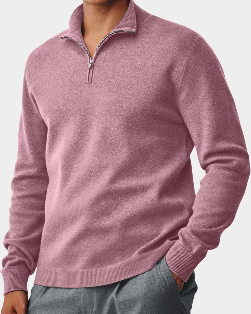 Men's Zip Neck Sweater Relaxed Fit Long Sleeve Casual Everyday Wear