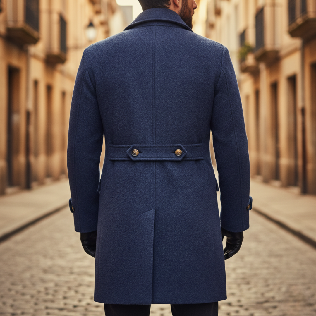 Men's Classic Overcoat Tailored Fit Notched Collar Double-Breasted Formal