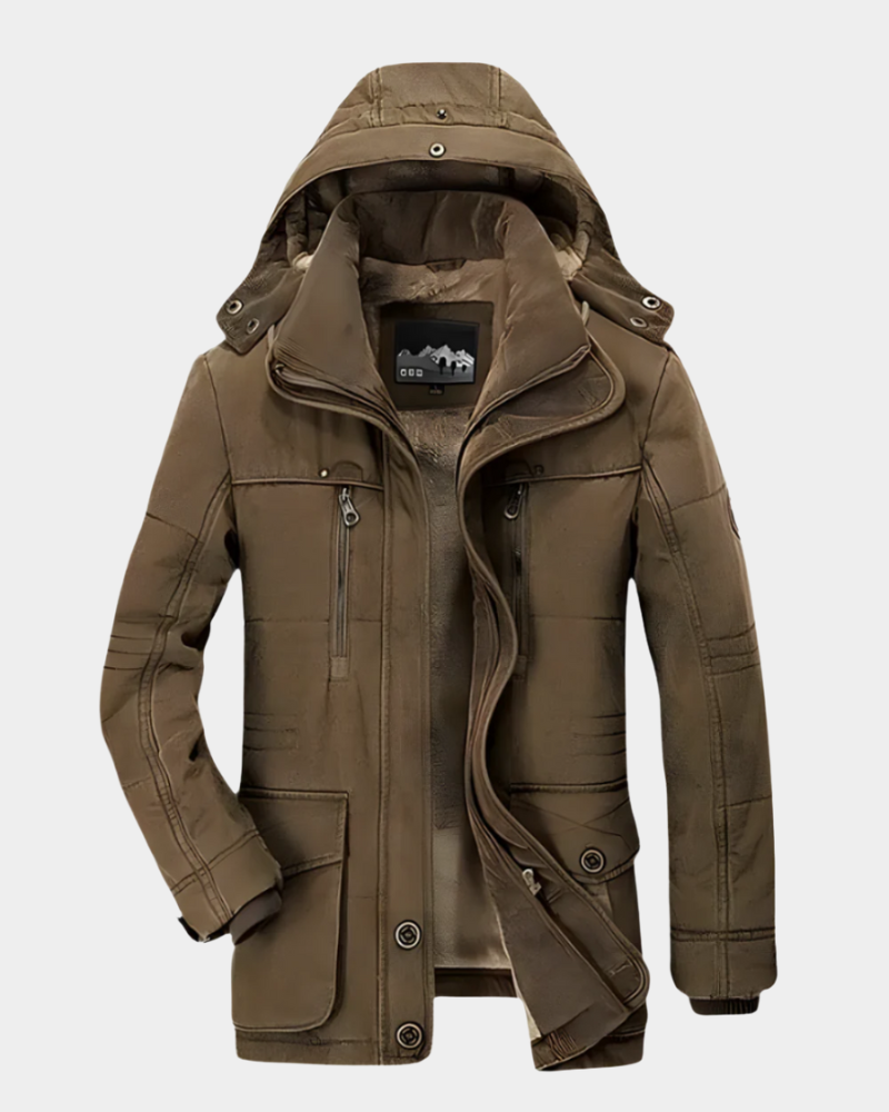 Men's All-Weather Expedition Jacket Full-Zip Adjustable Hood Versatile Outdoor