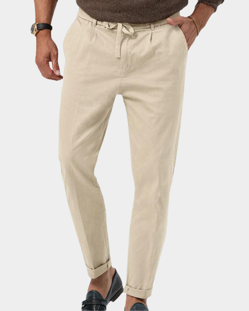 Men's Slim-Fit Pleat Trousers Tailored Design Smart-Casual Versatile Everyday