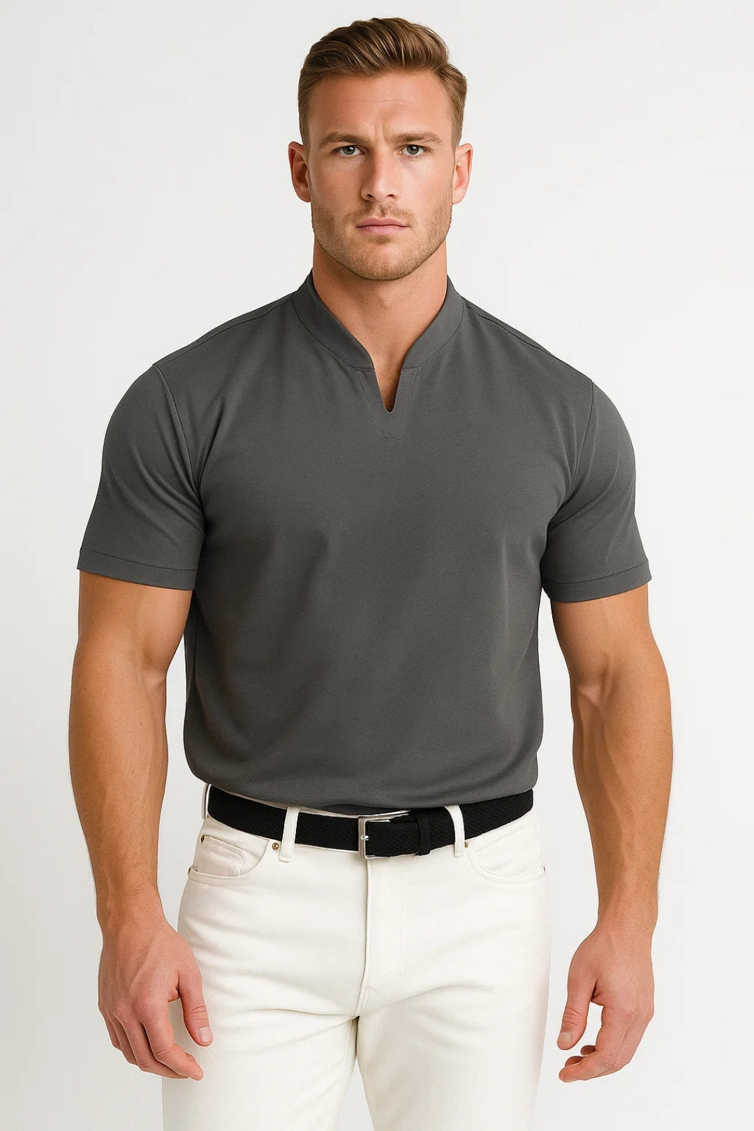 Men's Slim Fit Cotton Split Collar Shirt Suitable for Daily Use