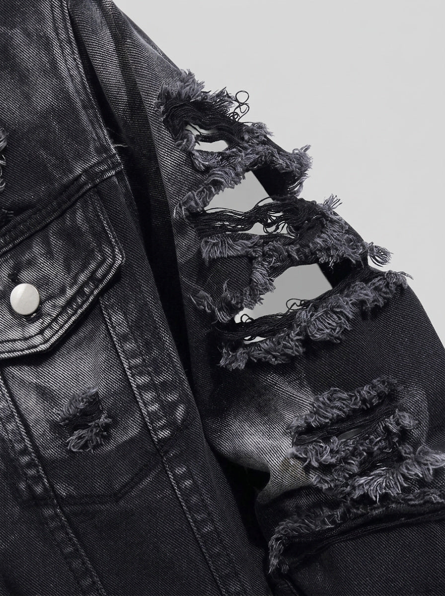 Men’s Distressed Denim Trucker Jacket