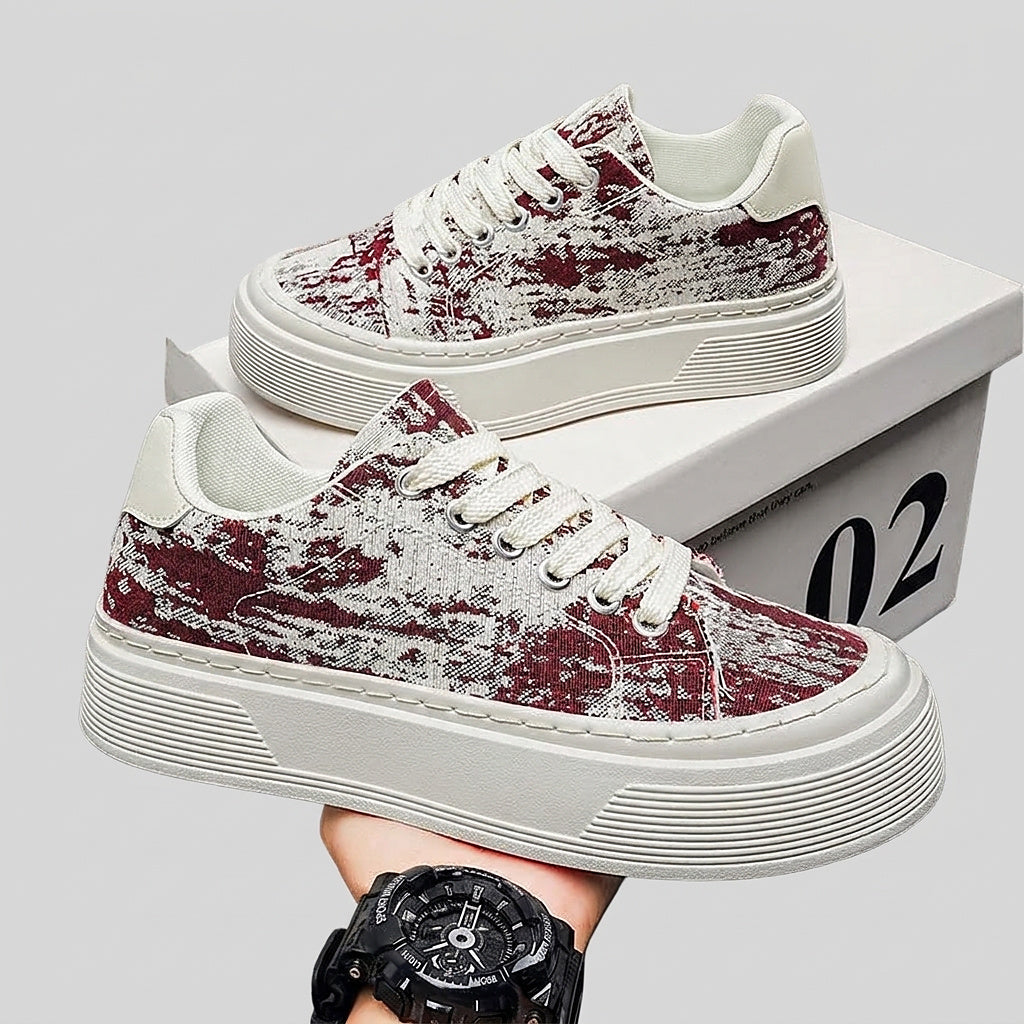 Men’s Platform Canvas Sneakers with Patterned Print