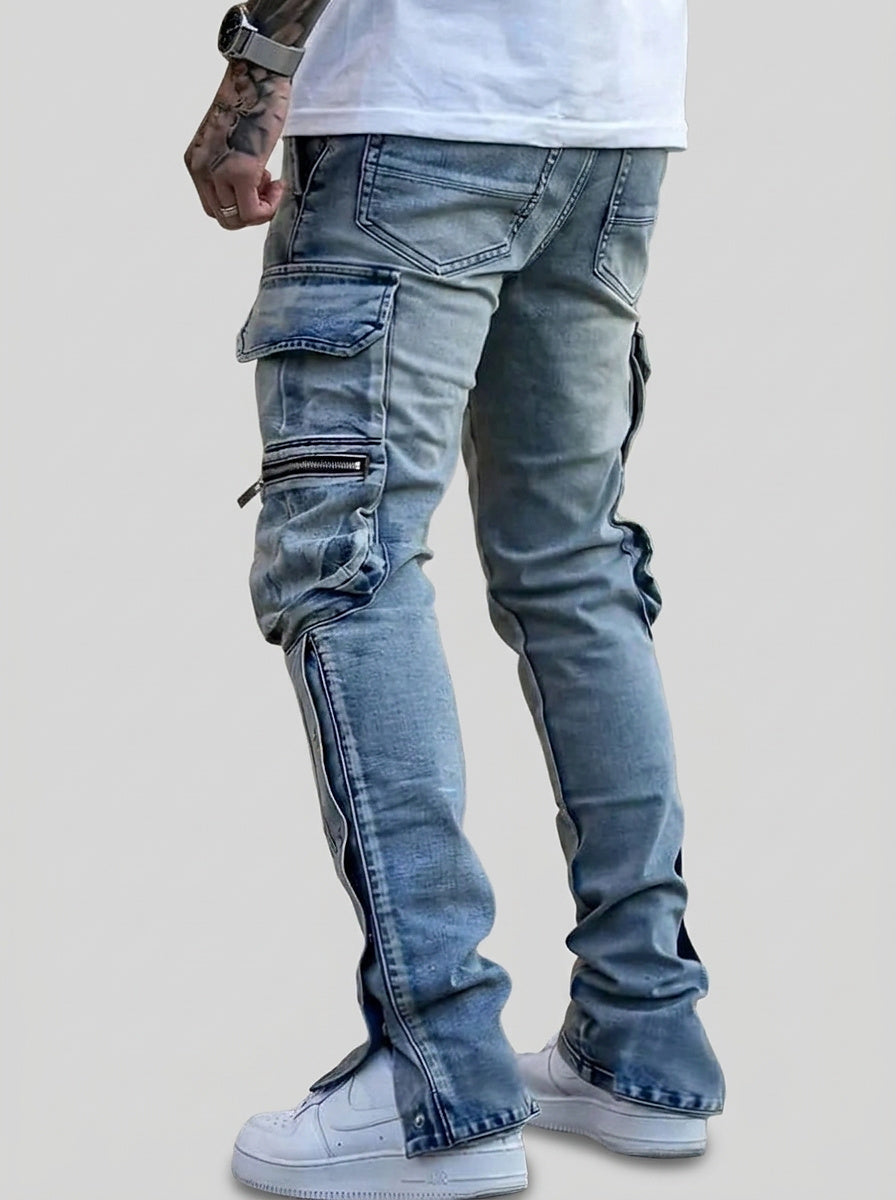 Men’s Cargo Pants with Side Pockets and Snap Hems