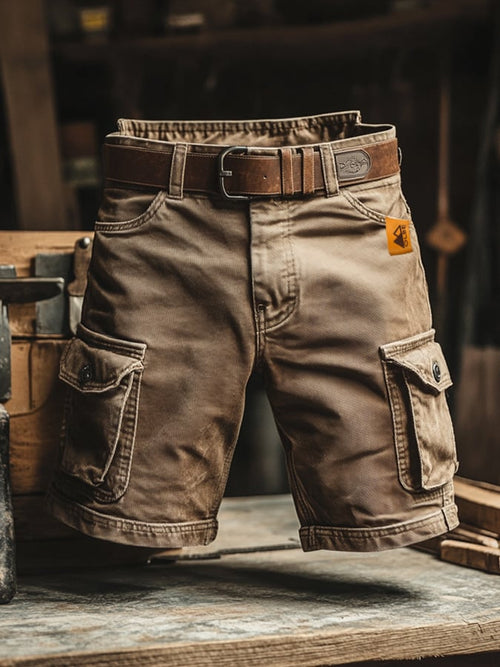 Men's Cargo Shorts Vintage Multi-Pocket Knee-Length Drawstring Casual Streetwear Workwear Everyday Utility Boone