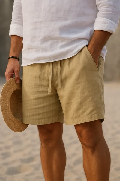 Men’s Casual Cotton-Linen Shorts | Relaxed Fit Trousers