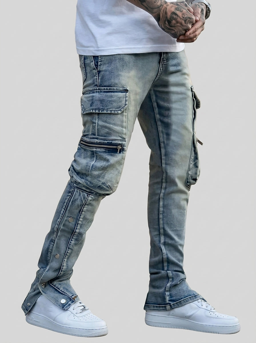 Men’s Cargo Pants with Side Pockets and Snap Hems