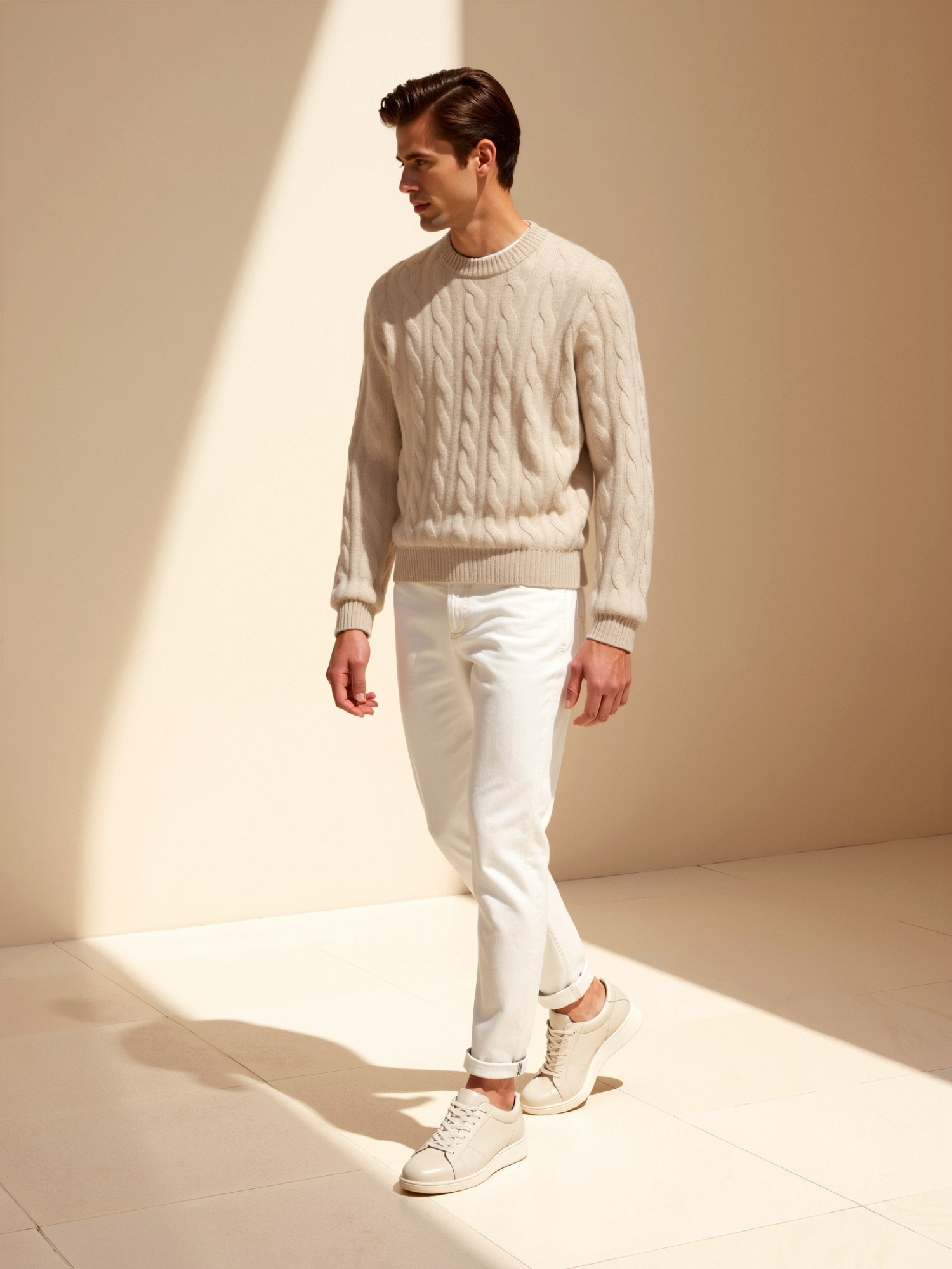 Men's Cable Knit Sweater Regular Fit Long Sleeve Crew Neck Casual Everyday