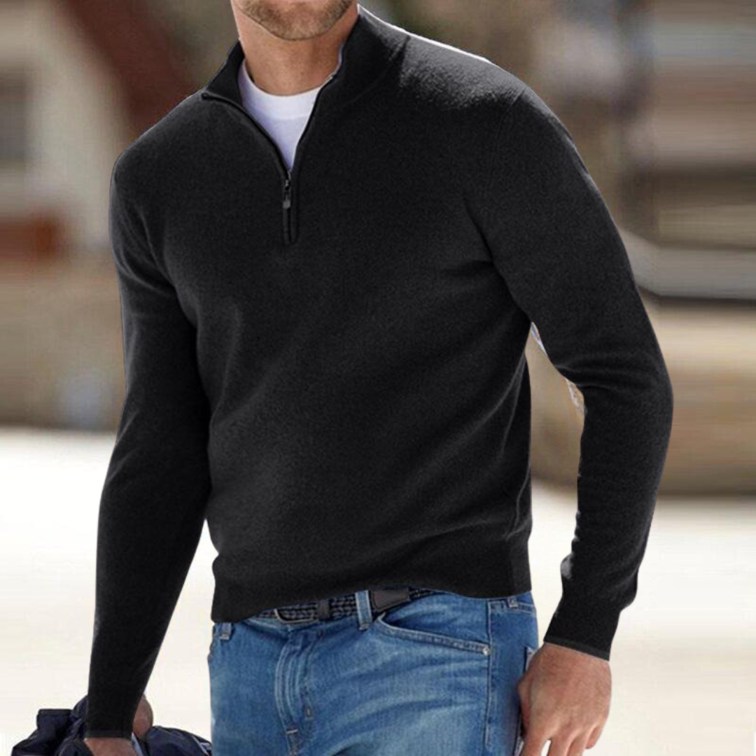 Men's Half-Zip Pullover Relaxed Fit Long Sleeve Casual Layering