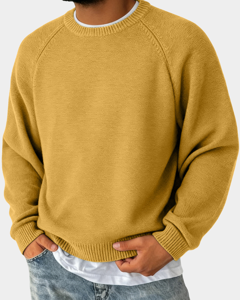 Men's Casual Crew Neck Jumper Relaxed Fit Long Sleeve Everyday Layering