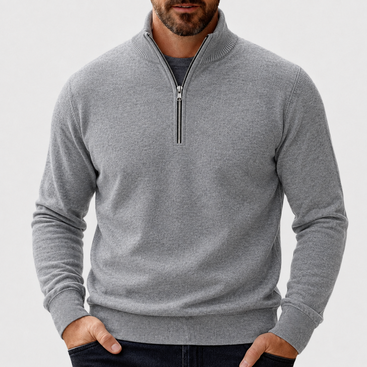 Men's Zip-Up Sweater Relaxed Fit Long Sleeve Casual Layering