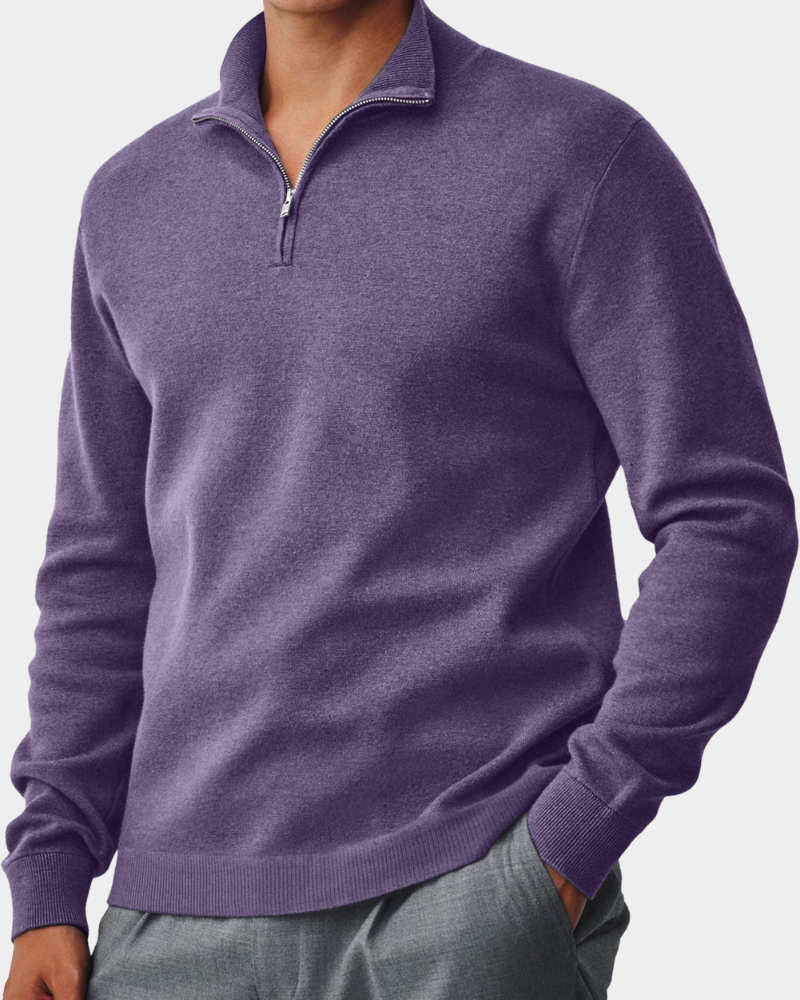 Men's Zip Neck Sweater Relaxed Fit Long Sleeve Casual Everyday Wear
