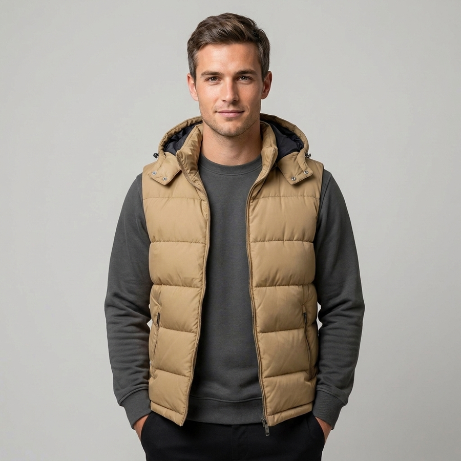 Men's Padded Vest Gilet Bodywarmer Zip-Up Quilted Regular Fit Layering Casual Outdoor Everyday Warm Versatile Braddock