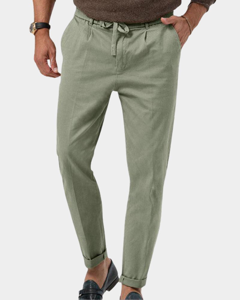 Men's Slim-Fit Pleat Trousers Tailored Design Smart-Casual Versatile Everyday