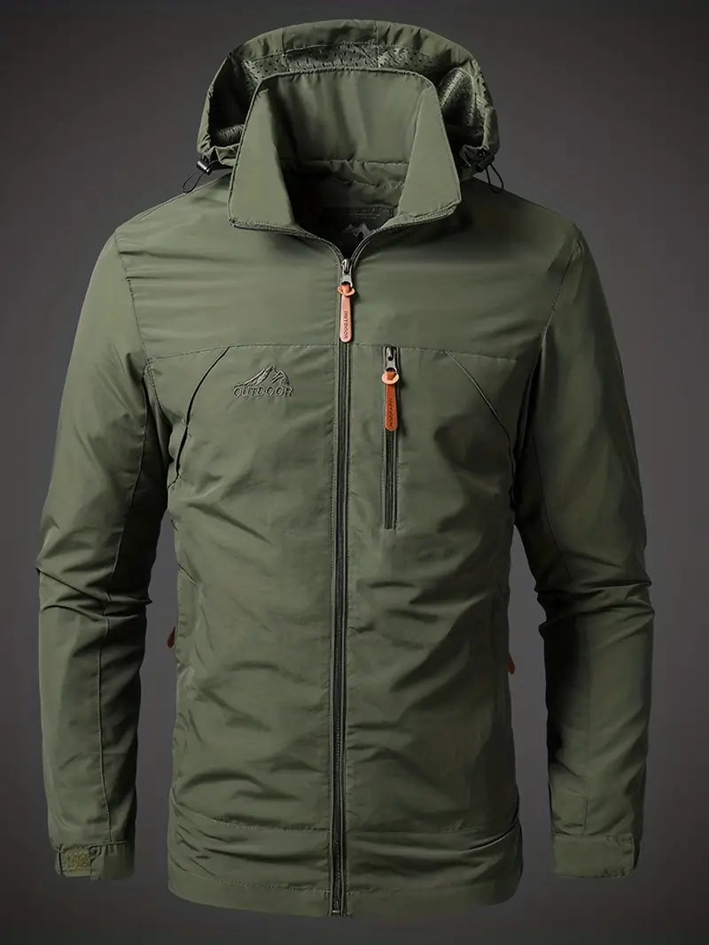 Men's All-Weather Hooded Jacket Relaxed Fit Full-Zip Casual Outdoor
