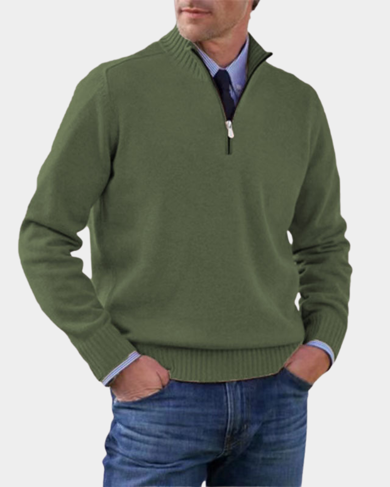 Men's Everyday Zip-Up Sweater Relaxed Fit Long Sleeve Casual Layering