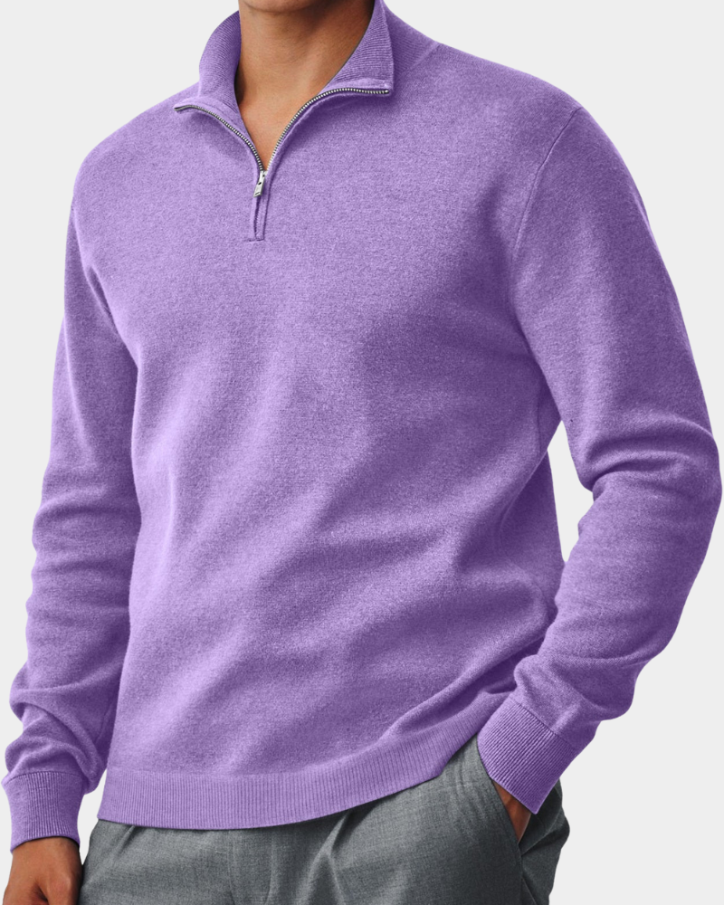 Men's Zip Neck Sweater Relaxed Fit Long Sleeve Casual Everyday Wear