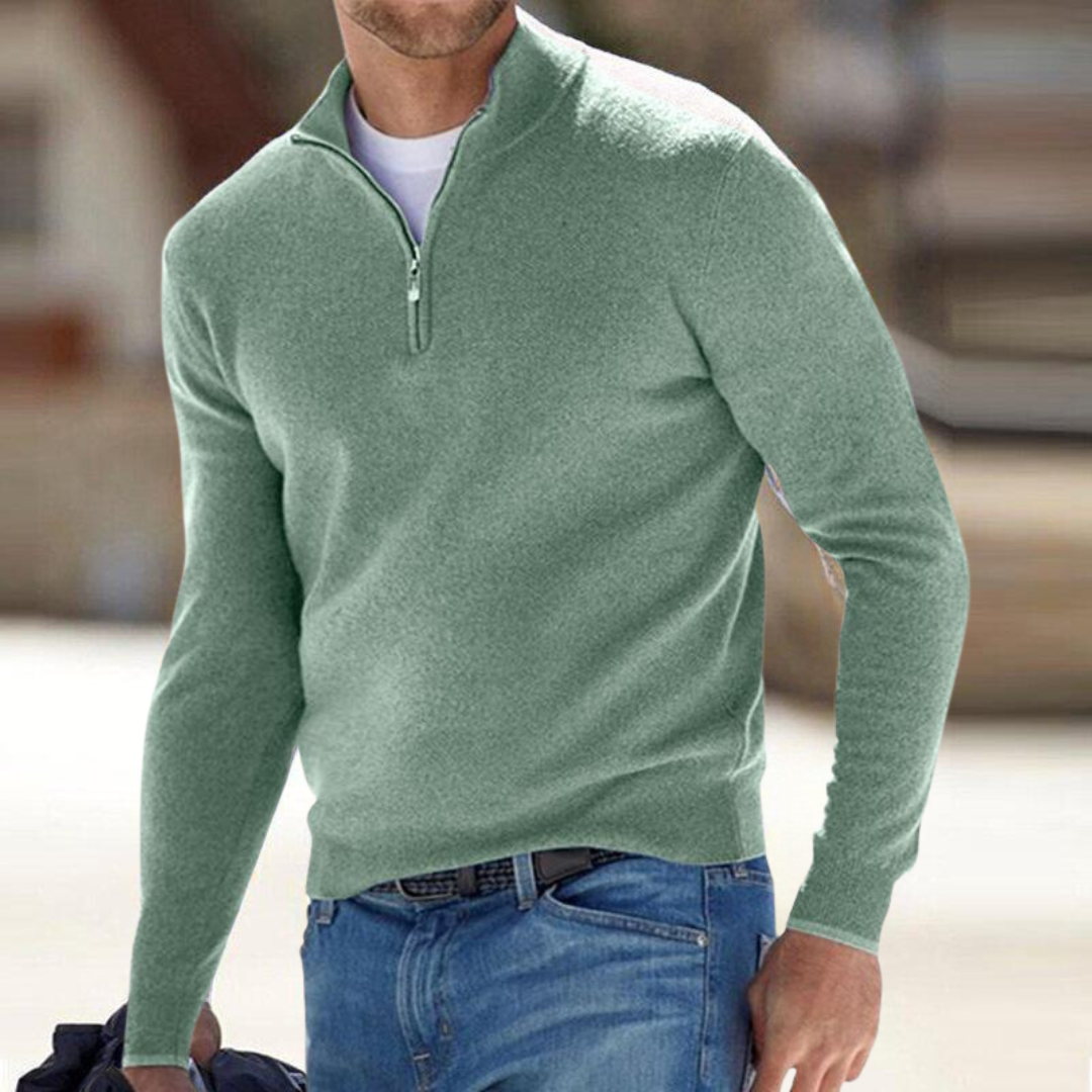 Men's Half-Zip Pullover Relaxed Fit Long Sleeve Casual Layering