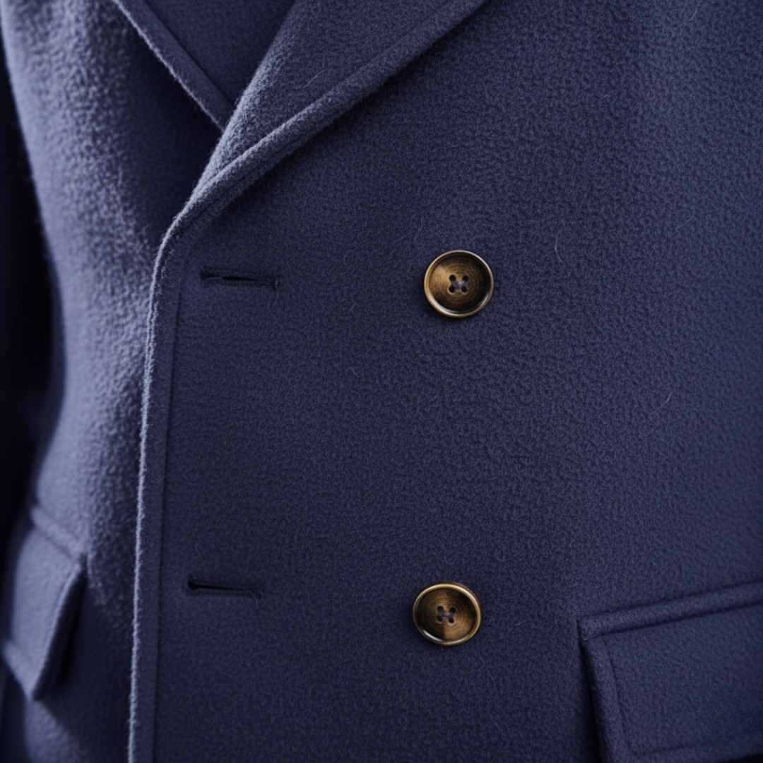 Men's Classic Overcoat Tailored Fit Notched Collar Double-Breasted Formal