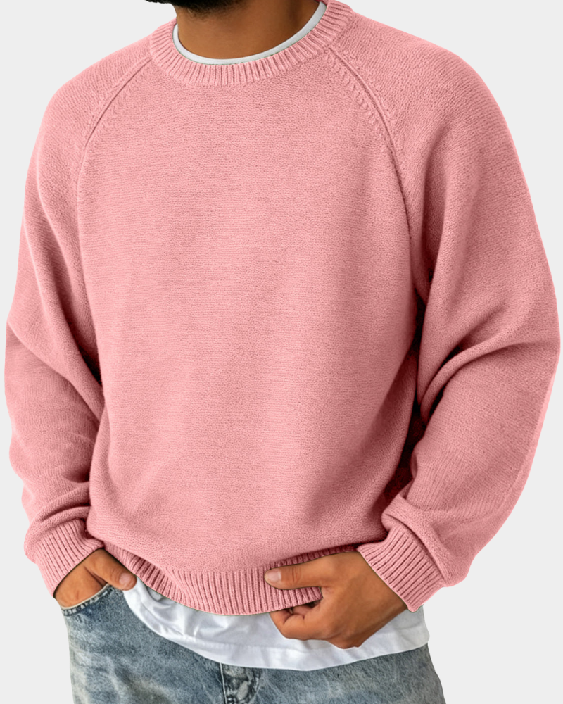 Men's Casual Crew Neck Jumper Relaxed Fit Long Sleeve Everyday Layering