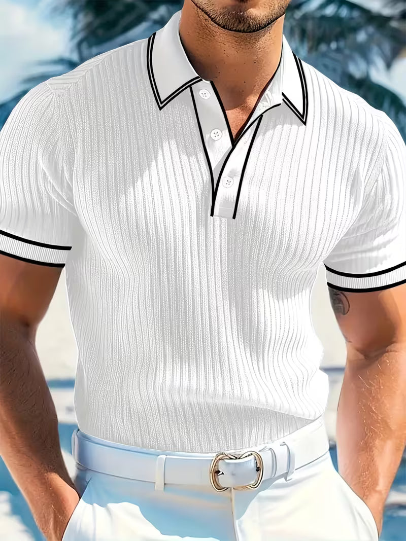Men's Color-Blocked Short Sleeve Polo Shirt | Casual