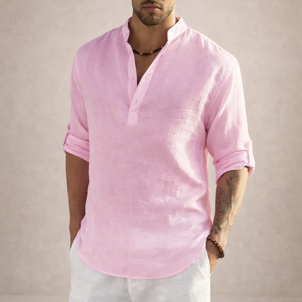 Men's Casual Long Sleeve Shirt | Stand-Up Collar