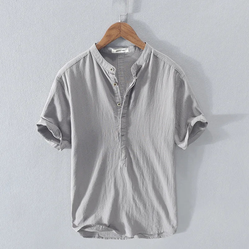 Men's Linen Shirt Relaxed Fit Long-Sleeve Button-Up Collared Breathable Casual Holiday Beach Everyday Idris
