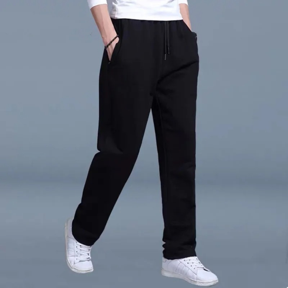 Men's Jogging Pants with Elastic Waist and Straight Leg