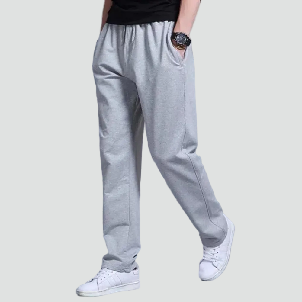 Men's Jogging Pants with Elastic Waist and Straight Leg