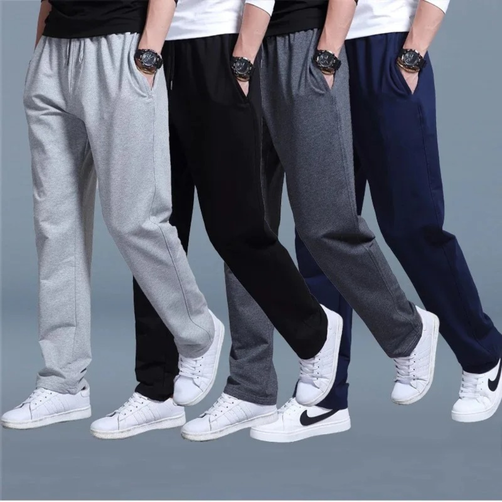 Men's Jogging Pants with Elastic Waist and Straight Leg