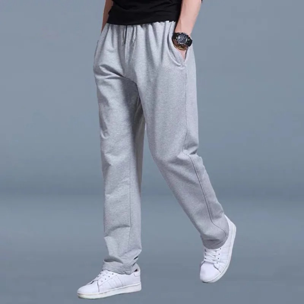 Men's Jogging Pants with Elastic Waist and Straight Leg