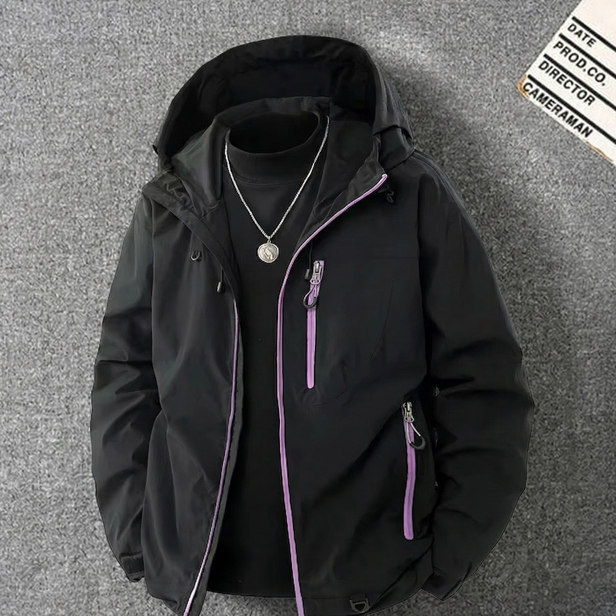Men's Windbreaker Jacket Packable Full-Zip Outdoor Casual