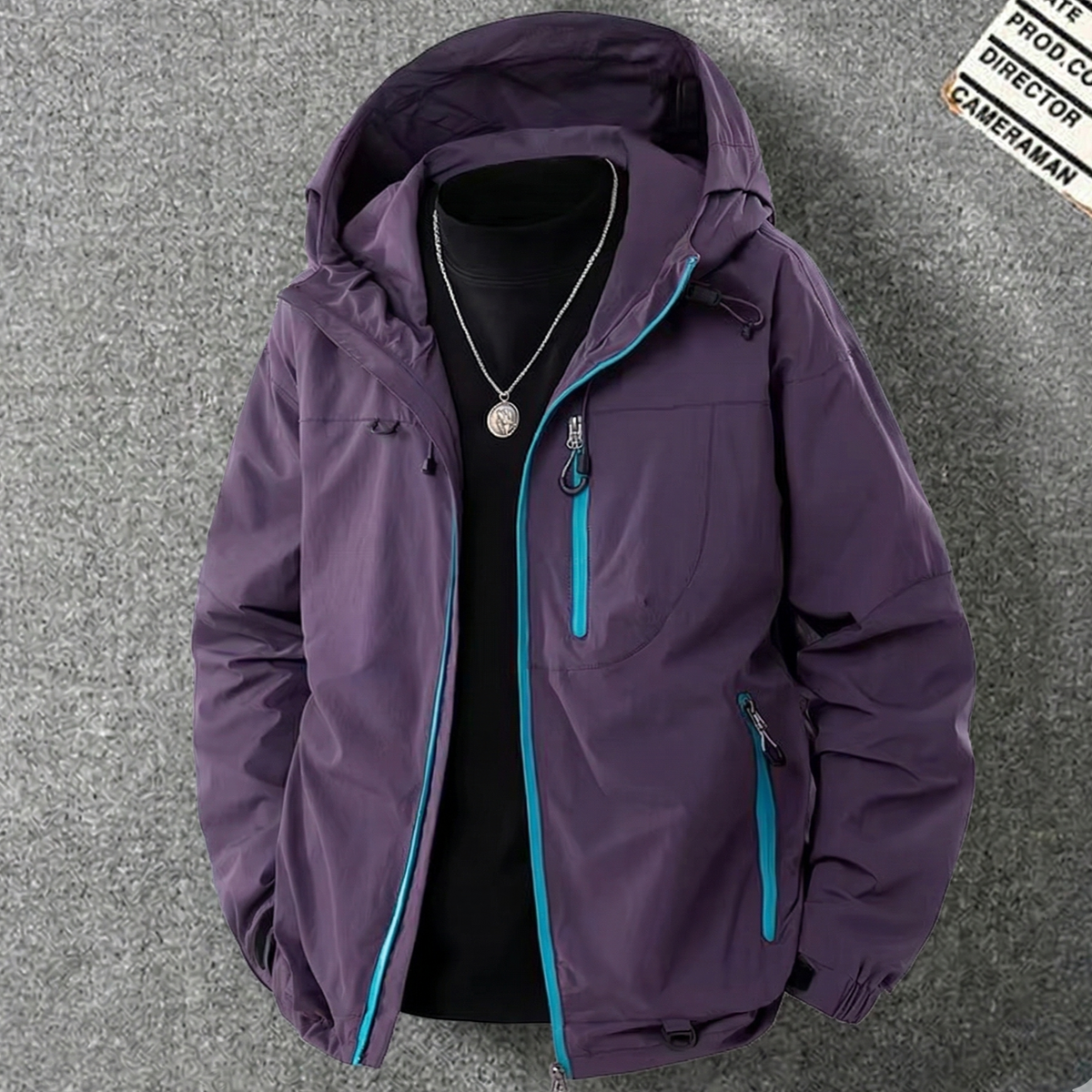 Men's Windbreaker Jacket Packable Full-Zip Outdoor Casual