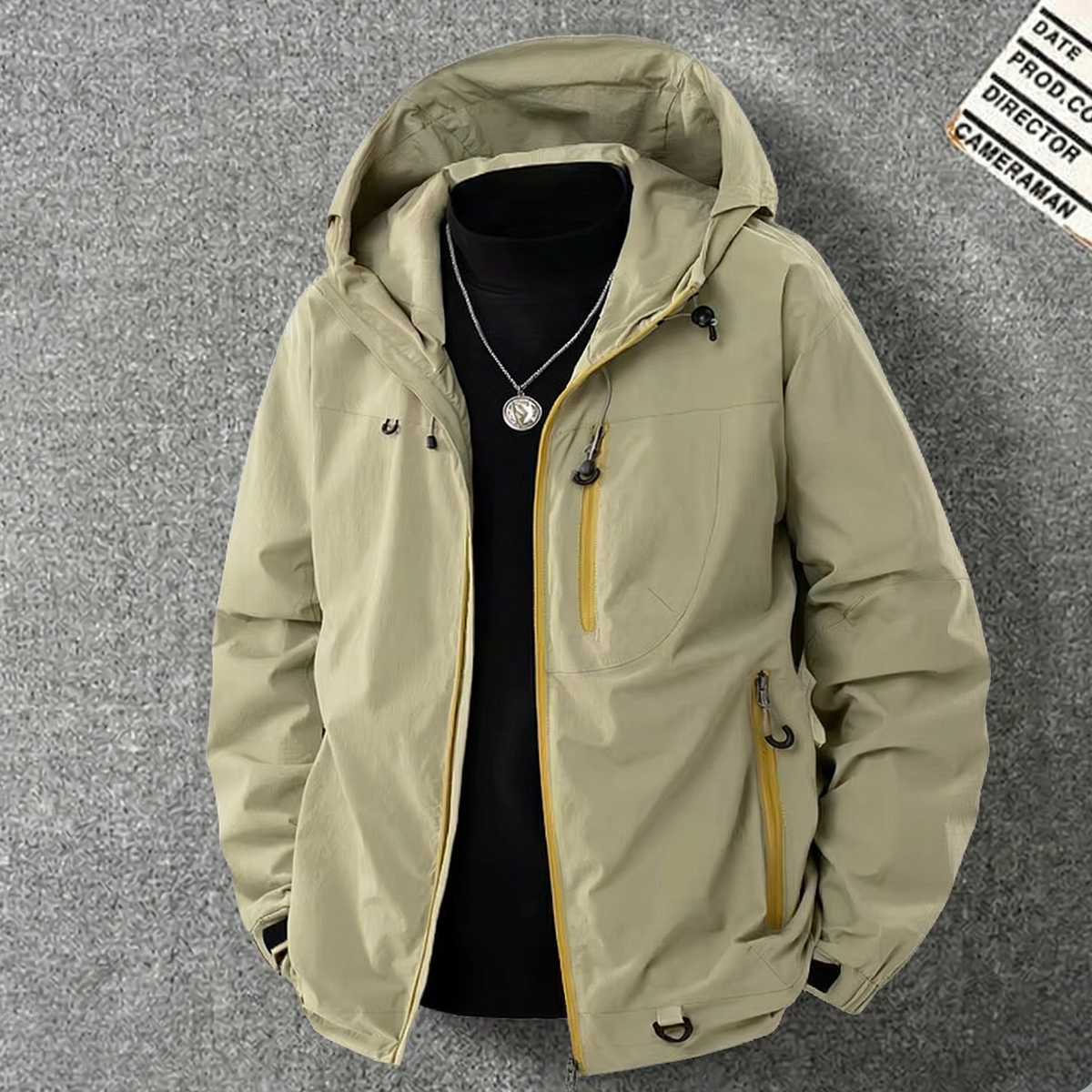 Men's Windbreaker Jacket Packable Full-Zip Outdoor Casual