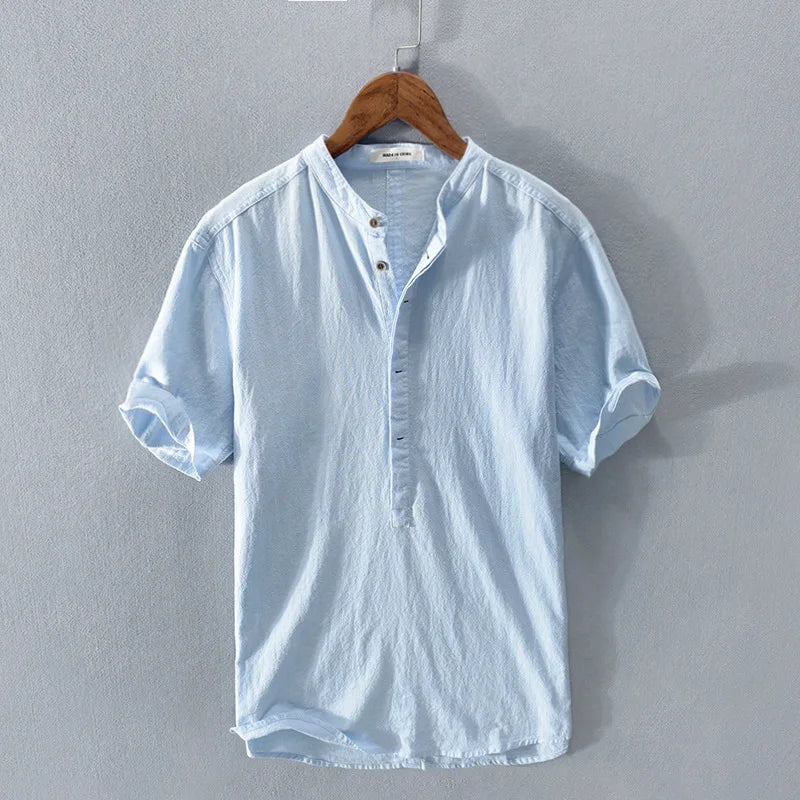 Men's Linen Shirt Relaxed Fit Long-Sleeve Button-Up Collared Breathable Casual Holiday Beach Everyday Idris