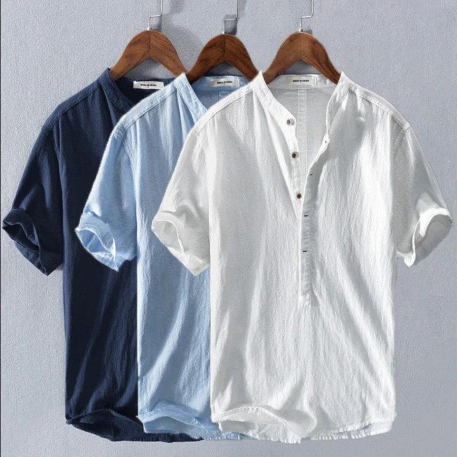 Men's Breezy Shirt Short-Sleeve Button-Up Collared Lightweight Casual Holiday Beach Smart-Casual Everyday Halden