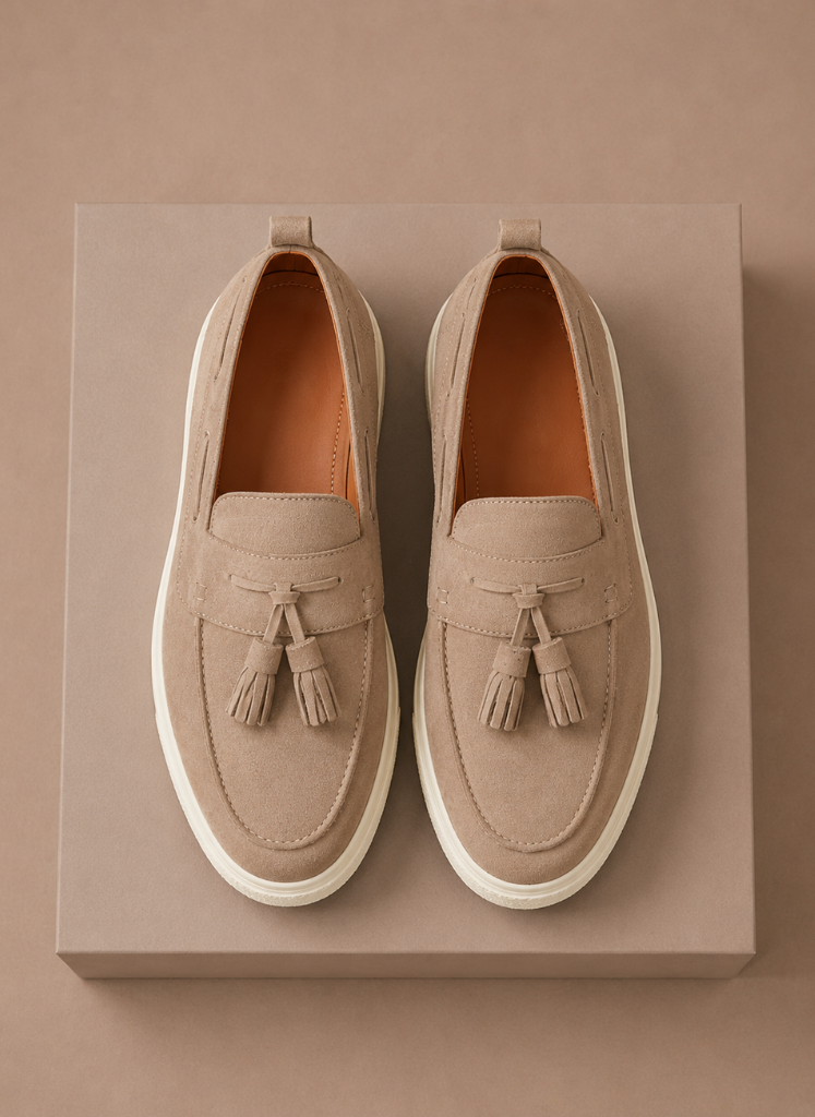 Men's Suede Slip-On Loafers Casual Tassel Design Everyday Footwear