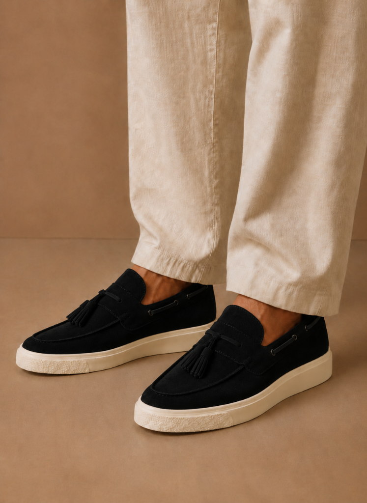 Men's Suede Slip-On Loafers Casual Tassel Design Everyday Footwear