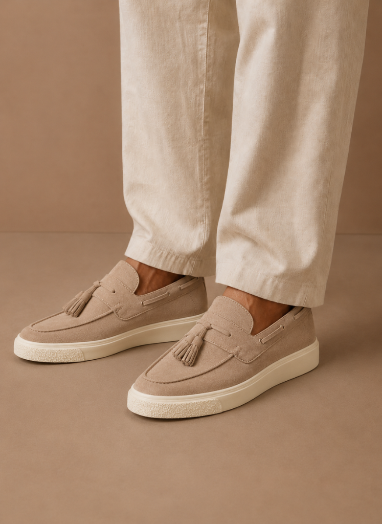 Men's Suede Slip-On Loafers Casual Tassel Design Everyday Footwear
