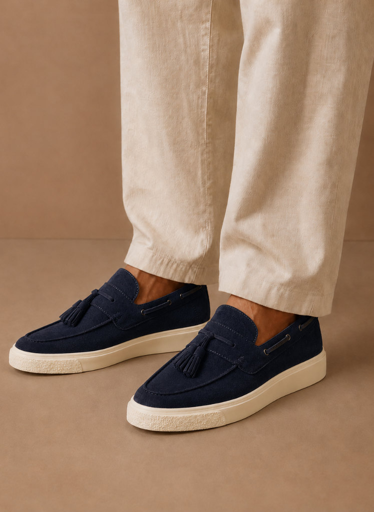 Men's Suede Slip-On Loafers Casual Tassel Design Everyday Footwear