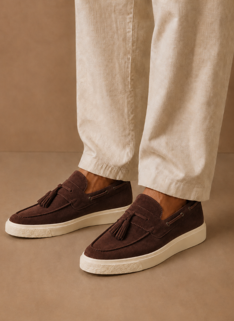 Men's Suede Slip-On Loafers Casual Tassel Design Everyday Footwear