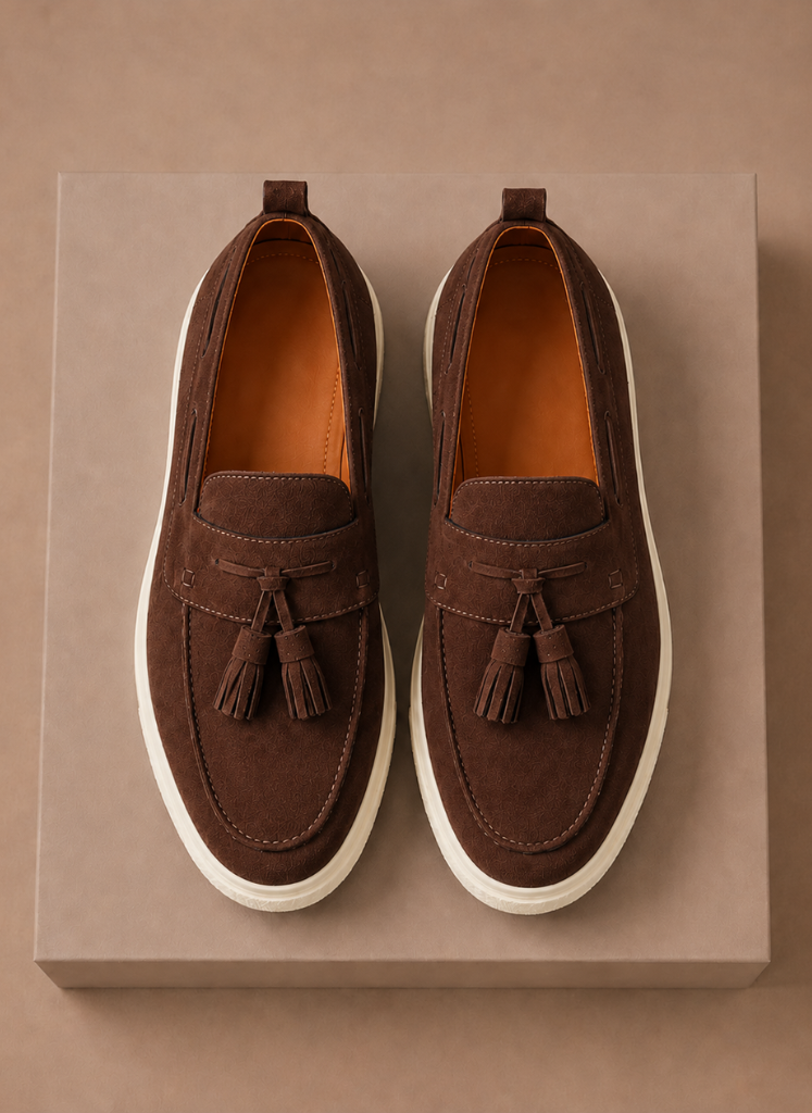 Men's Suede Slip-On Loafers Casual Tassel Design Everyday Footwear