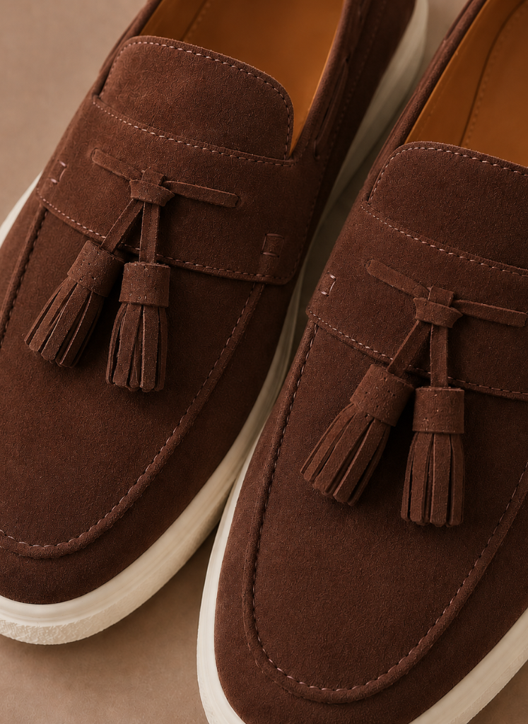Men's Suede Slip-On Loafers Casual Tassel Design Everyday Footwear