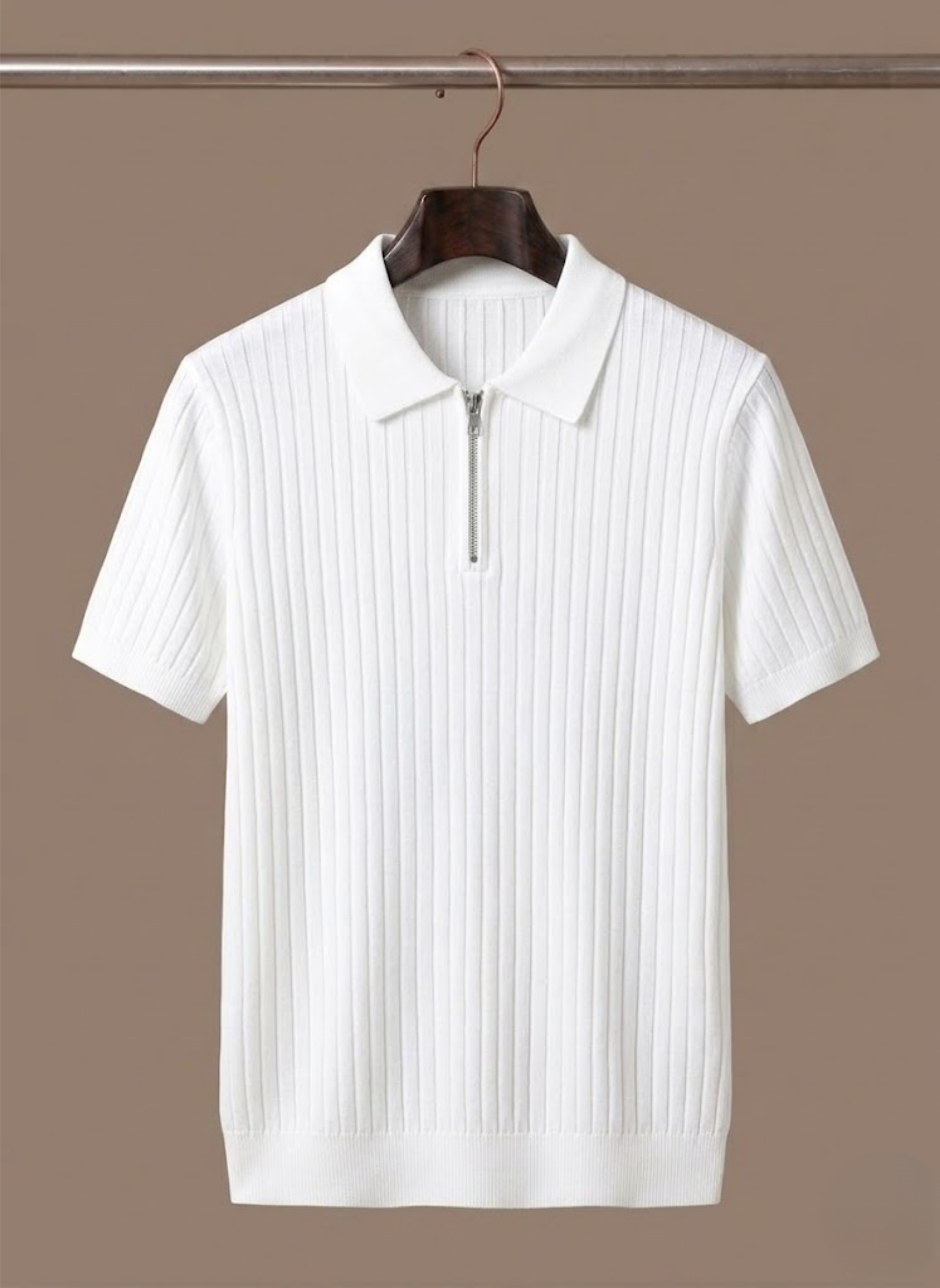 Men's Stylish Striped Knit Polo Shirt | Short Sleeve