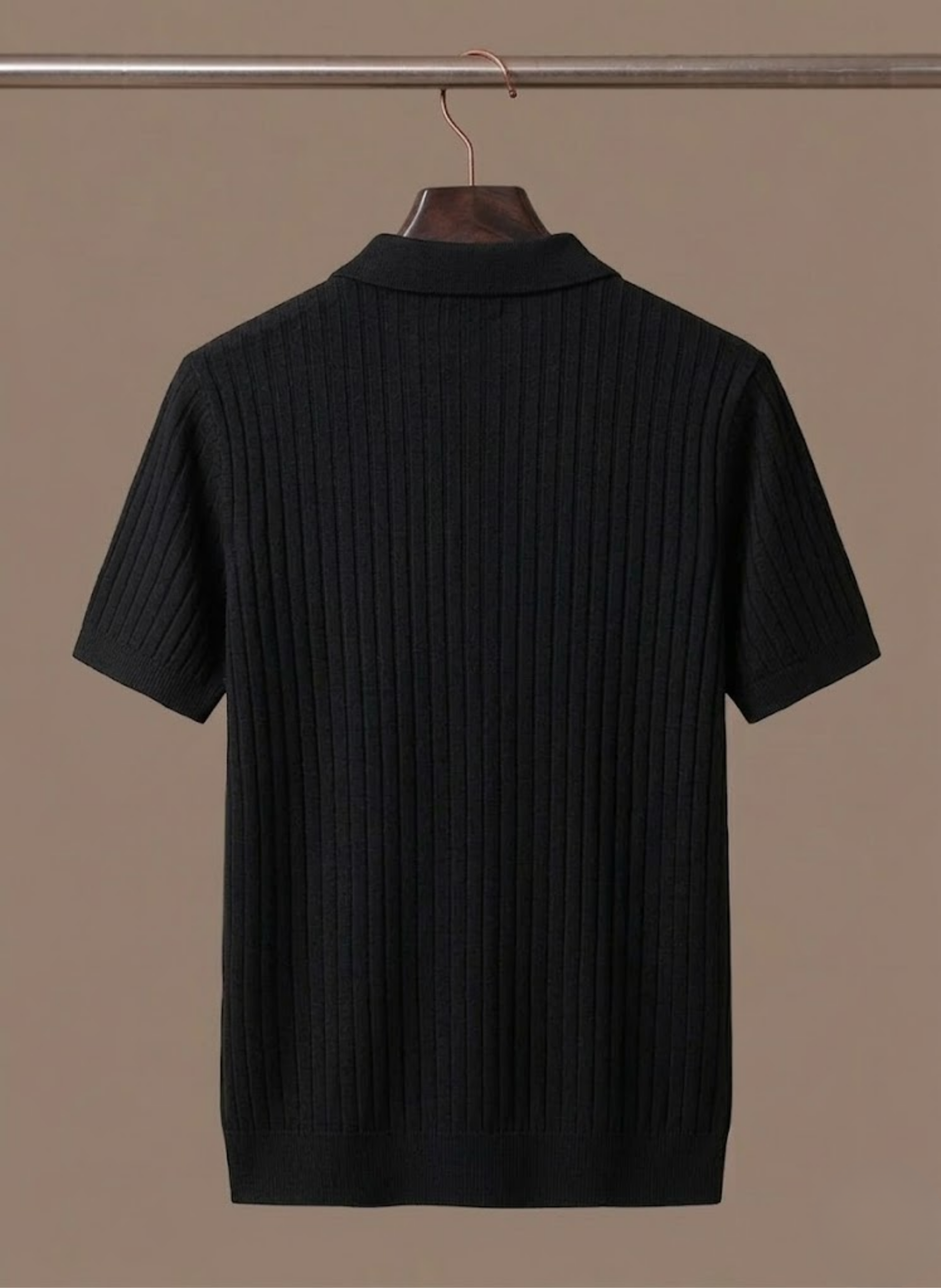 Men's Stylish Striped Knit Polo Shirt | Short Sleeve
