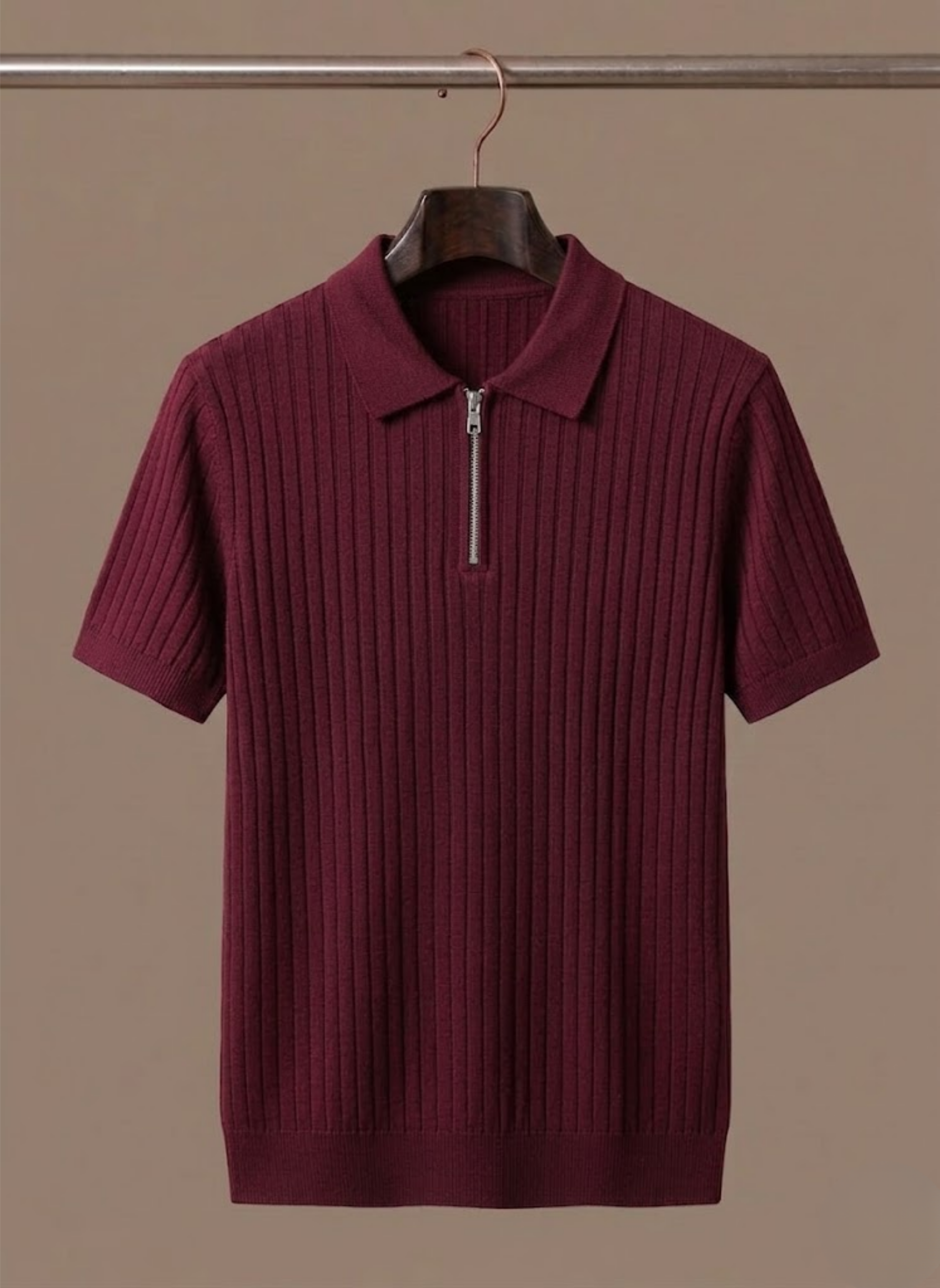 Men's Stylish Striped Knit Polo Shirt | Short Sleeve