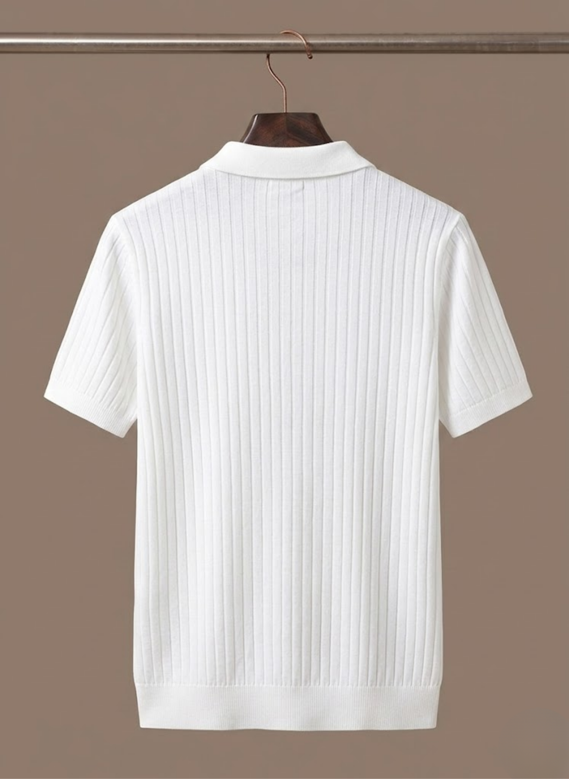 Men's Stylish Striped Knit Polo Shirt | Short Sleeve