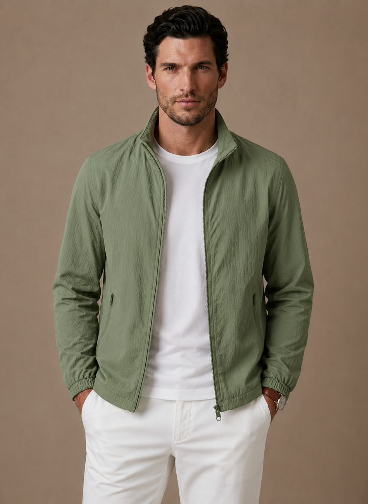 Men's Casual Jacket Lightweight Full-Zip Stand Collar Layering Everyday Smart-Casual Outdoor Versatile Cody
