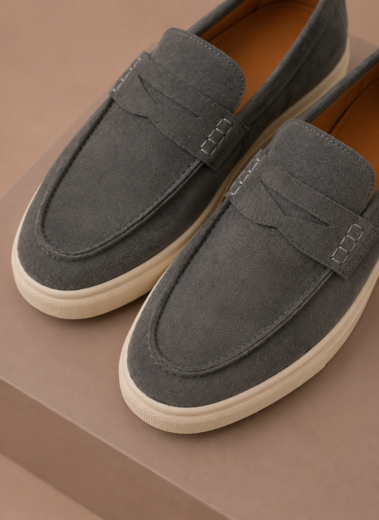 Men's Suede Penny Loafers Slip-On Lightweight Casual Everyday Stylish